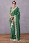 Torani_Green Pure Cotton Silk Panna Dhiya Saree Blouse_Online_at_Aza_Fashions