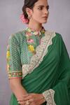 Buy_Torani_Green Pure Cotton Silk Panna Dhiya Saree Blouse_Online_at_Aza_Fashions