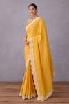 Torani_Yellow Pure Cotton Silk Printed Mandarin Collar Sunehra Dhiya Blouse _Online_at_Aza_Fashions