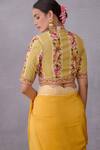 Shop_Torani_Yellow Pure Cotton Silk Printed Mandarin Collar Sunehra Dhiya Blouse _at_Aza_Fashions