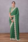 Buy_Torani_Green Original Silk Crepe Panna Dhiya Saree  _at_Aza_Fashions