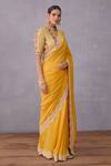 Torani_Yellow Original Silk Crepe Sunehra Dhiya Saree  _Online_at_Aza_Fashions