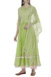 House of Kotwara_Green Chanderi Round Anarkali And Jacket Set  _Online_at_Aza_Fashions