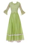 Buy_House of Kotwara_Green Chanderi Round Anarkali And Jacket Set  _Online_at_Aza_Fashions