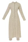 Buy_House of Kotwara_Beige Georgette Band Collar Chikankari Kurta Set  _Online_at_Aza_Fashions