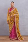 Buy_Torani_Yellow Pure Silk Velvet Sunehra Guldabri Saree For Women_at_Aza_Fashions