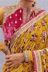 Torani_Yellow Pure Silk Velvet Sunehra Guldabri Saree For Women_at_Aza_Fashions