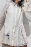 Buy_Dhaari_White 50 % Cotton, 50% Silk Handwoven Shirt Dress With Inner _Online_at_Aza_Fashions