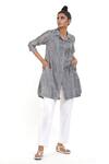 Buy_Abraham & Thakore_Grey Printed Silk Tunic_Online_at_Aza_Fashions