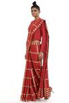 Buy_Abraham & Thakore_Red Cellulose Blend Block Printed Saree _Online_at_Aza_Fashions