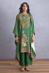 Buy_Torani_Green Original Linen Embroidery Round Panna Nazreen Kaftan And Pant Set  _Online_at_Aza_Fashions