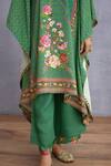 Shop_Torani_Green Original Linen Embroidery Round Panna Nazreen Kaftan And Pant Set  _Online_at_Aza_Fashions