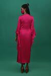 Shop_XOXO Apurva_Pink Crepe Round Draped Dress With Mask  _at_Aza_Fashions