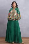 Buy_Torani_Green Handwoven Jacquard Printed Panna Ashvamedha Baluchi Jacket  _at_Aza_Fashions