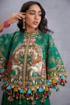 Buy_Torani_Green Handwoven Jacquard Printed Panna Ashvamedha Baluchi Jacket  _Online_at_Aza_Fashions