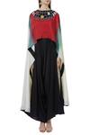 Anamika Khanna_Black Asymmetric Cape With Pants_Online_at_Aza_Fashions