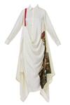 Shop_Anamika Khanna_Off White Asymmetric Shirt Dress_Online_at_Aza_Fashions