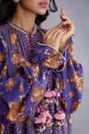 Shop_Torani_Purple Pure Cotton Silk Printed Mandarin Collar Jamuni Tarifa Kurta  _Online_at_Aza_Fashions