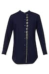 Shop_DiyaRajvvir_Blue Shirting Embroidered Kurta _Online_at_Aza_Fashions