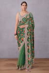 Buy_Torani_Green Velvet Panna Guldabri Saree For Women_at_Aza_Fashions