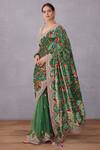Torani_Green Velvet Panna Guldabri Saree For Women_Online_at_Aza_Fashions