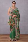 Buy_Torani_Green Velvet Panna Guldabri Saree For Women_Online_at_Aza_Fashions