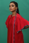 Shop_XOXO Apurva_Red Crepe Round Neck Asymmetric Tunic And Draped Pant Set _Online_at_Aza_Fashions