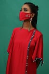 XOXO Apurva_Red Crepe Round Neck Asymmetric Tunic And Draped Pant Set _at_Aza_Fashions