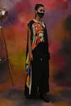 Buy_XOXO Apurva_Multi Color Crepe Band Collar Abstract Print Top And Draped Pant Set  _at_Aza_Fashions