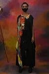 Buy_XOXO Apurva_Multi Color Crepe Band Collar Abstract Print Top And Draped Pant Set  _Online_at_Aza_Fashions