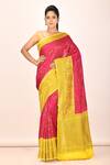 Buy_Nazaakat by Samara Singh_Yellow Banarasi Katan Silk Saree_at_Aza_Fashions