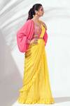 Suruchi Parakh_Pink Tussar Silk Pre-draped Saree Set_Online_at_Aza_Fashions