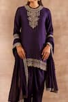 JAYANTI REDDY_Purple Silk Zardozi Embroidered Tunic Dhoti Pant Set_Online_at_Aza_Fashions