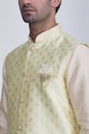 Shop_Samyukta Singhania_Green Nehru Jacket And Kurta Jacquard Silk Brocade Pant Banarasi & Set _Online_at_Aza_Fashions