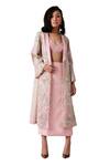 Buy_Amaare_Pink Taffeta Embroidery Open Embellished Jacket And Skirt Set  _at_Aza_Fashions