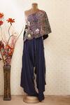 Buy_Anamika Khanna_Blue Embroidered Cape And Pant Set_at_Aza_Fashions