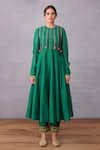 Torani_Green Handwoven Chanderi Panna Sitara Raisah Kurta And Pant Set  _Online_at_Aza_Fashions