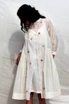 Buy_Dhaari_White Silk Handwoven Gathered Dress With Inner_at_Aza_Fashions