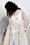 Buy_Dhaari_White Silk Handwoven Gathered Dress With Inner_Online_at_Aza_Fashions