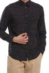 Abraham & Thakore_Black Cotton Cambric Embroidered Typography Shirt _at_Aza_Fashions