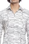 Abraham And Thakore_White Cotton Cambric Squiggle Embroidered Shirt_at_Aza_Fashions