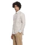 Shop_Abraham And Thakore_Beige Cotton Cambric Criss-cross Print Shirt_Online_at_Aza_Fashions