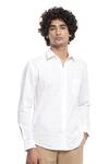 Shop_Abraham & Thakore_White Cotton Cambric Embroidered Typography Shirt _Online_at_Aza_Fashions