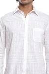 Abraham & Thakore_White Cotton Cambric Embroidered Typography Shirt _at_Aza_Fashions