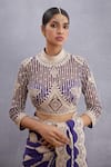 Buy_Torani_Purple Net Embroidered High Neck Jamuni Induma Blouse _at_Aza_Fashions