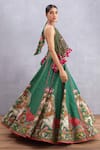 Torani_Green Embroidery Round Panna Ashvamedha Lehenga And Blouse Set For Women_Online_at_Aza_Fashions