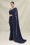 Buy_Nakul Sen_Blue Sequin Embroidered Saree With Blouse_at_Aza_Fashions