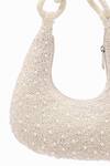5elements_White Embroidery Curve Shaped Bag _Online_at_Aza_Fashions