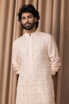 Buy Ankit V Kapoor Pink Cotton, Silk Mirrors Sajid Embroidered Kurta Set Online at Aza Fashions Buy_Ankit V Kapoor_Pink Cotton, Silk Mirrors Sajid Embroidered Kurta Set _Online_at_Aza_Fashions