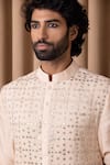 Shop Ankit V Kapoor Pink Cotton, Silk Mirrors Sajid Embroidered Kurta Set Online at Aza Fashions Shop_Ankit V Kapoor_Pink Cotton, Silk Mirrors Sajid Embroidered Kurta Set _Online_at_Aza_Fashions
